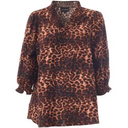 Studio bluse med smock-hals og elastiske ærmer