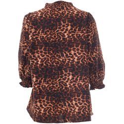 Trendy bluse i sort/copper dyreprint fra Studio