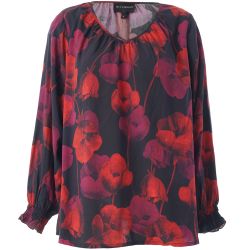 Studio Ingred bluse med elegante blomster i røde nuancer