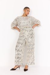 Wasabi Semine bluse med pailletter i champagne