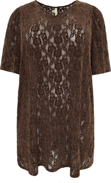 Mellani tunika fra Cassiopeia i chokoladebrun blonde med korte ærmer