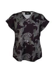 Sort og grøn paisley T-shirt fra Zoey i store størrelser