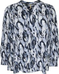 Cassiopeia Lucille Bluse i blå viskosekvalitet med abstrakt print