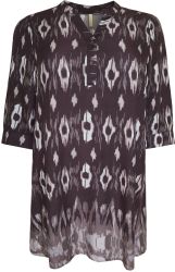 Cassiopeia Birkalle Tunika i viskosekvalitet med brun combi mønster og 3/4-ærmer.