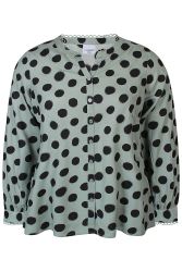 Grøn prikket A-facon skjorte i blød kvalitet fra Zhenzi.