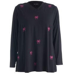 Studio bluse med sløjfeprint og behagelig pasform i viskosekvalitet