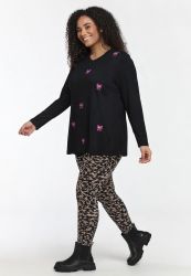 Sort Studio Mella bluse med V-hals og feminin A-form