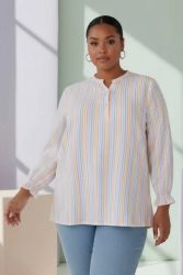 Mynette stribet bluse fra Cassiopeia i 100% bomuld med lange ærmer