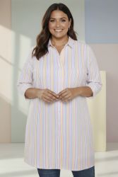 Mynette stribet tunika fra Cassiopeia i 100% bomuld med knapper