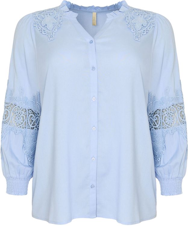 Lyseblå viskoseskjorte Novanna fra Cassiopeia med lange ærmer
