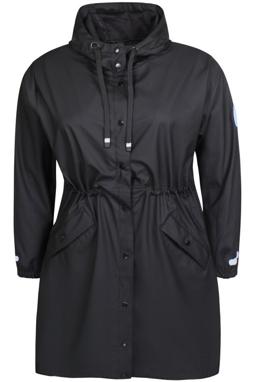 Sort Zhenzi regnjakke med knaplukning og stilfuldt design