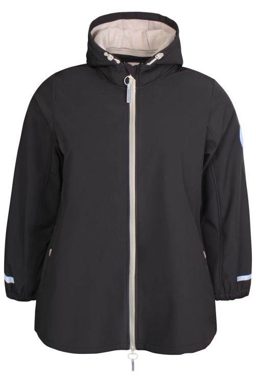 Zhenzi Della softshell jakke i sort med A-facon og lange ærmer