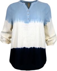 Cassiopeia Paulinna bomuldsbluse med knapper og flydende farveskift