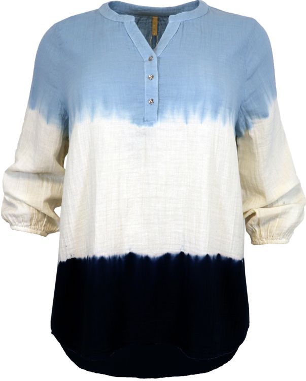 Cassiopeia Paulinna bomuldsbluse med knapper og flydende farveskift