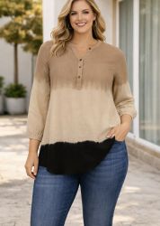 Paulinna bluse fra Cassiopeia i beige og sort med løs pasform