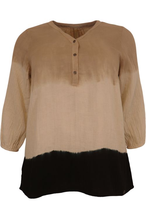 Cassiopeia bluse i 100% bomuld med knapper og diskret farveskift