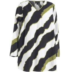 Berit bluse med grafisk udtryk og hoftelang længde