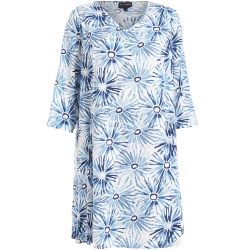 Birgitte kjole i 100% viskose med blåt grafisk print | Butik Rikke