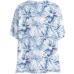 Lone bluse i 100% viskose med blåt all over print | Butik Rikke