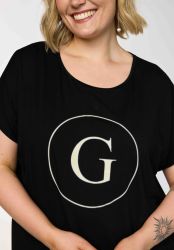 Sort Gozzip Gitte T-shirt med rund hals og rummelig pasform