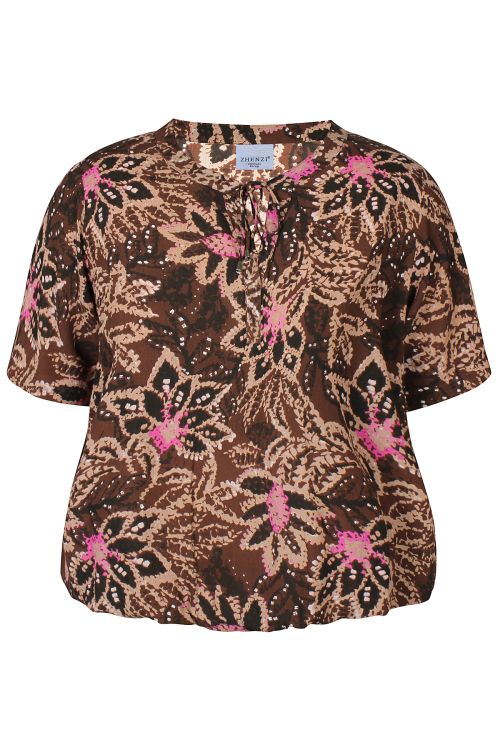 Zhenzi Elysa bluse med bindebånd og løs pasform