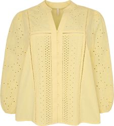 Plus size Enilla skjorte i bomuld med lange ærmer og knaplukning