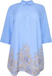 Plus size Janilla tunika med skjortekrave og løs pasform