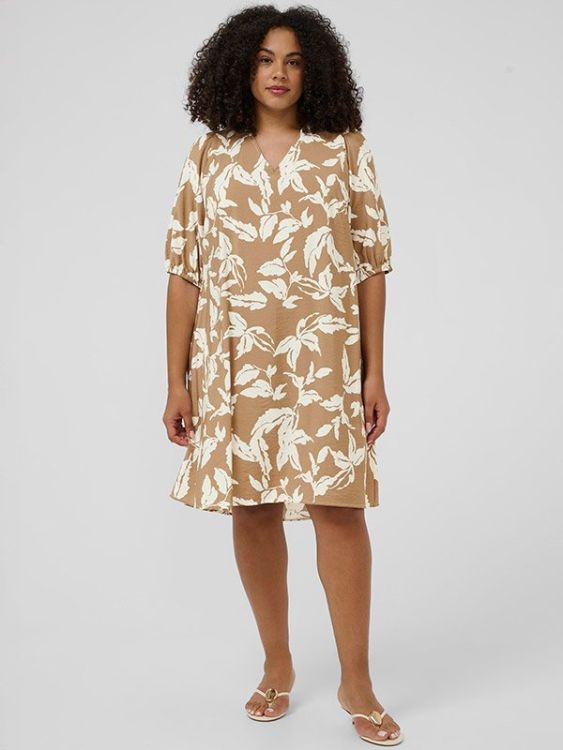 Plus size Kcmarla kjole i viskosemix med V-udskæring