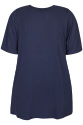 Navy viskose jersey tunika til plus size kvinder