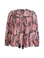 Zoey bluse med paisleymønster og bindebånd med kvaster