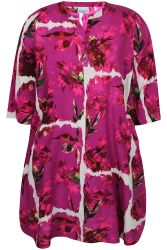 Elisa plus size kjole fra Zhenzi med 3/4 ærmer, lommer og slids i siderne