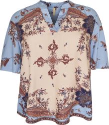 Cassiopeia Ebinette viskosebluse med dekorativ kant og løs pasform