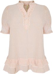 Cassiopeia Nelan bomuldsbluse med smock og flæsekant