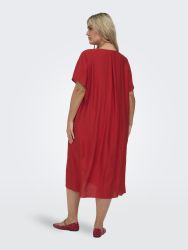 Only Carmakoma Johanna kjole bagfra i rød viskose