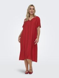 Only Carmakoma Johanna rød plus size kjole i viskose