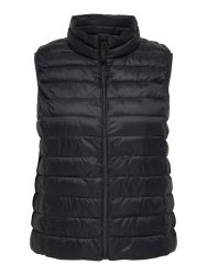 Sort quiltet vest fra Only Carmakoma med lynlås