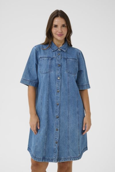 Kaffe Curve KCvalia denimkjole i blå bomuldsdenim