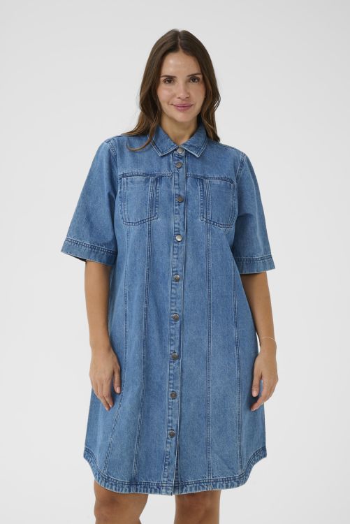 Kaffe Curve KCvalia denimkjole i blå bomuldsdenim