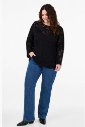 Flot Strikbluse med hulmønster Zizzi