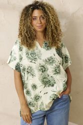 Zhenzi Frida plus size bluse cactus green med løs pasform