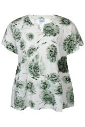 Zhenzi Frida bluse cactus green med V-udskæring og print