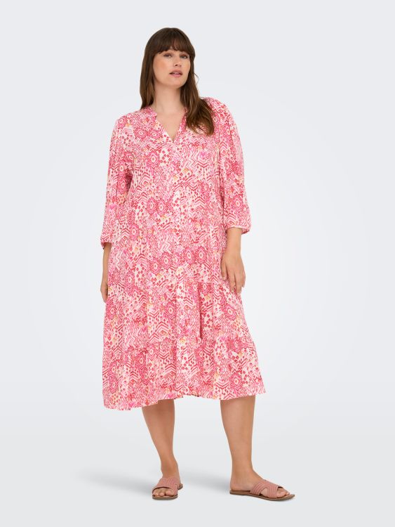 Only Carmakoma CarMilana plus size kjole med pink grafisk print
