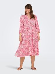 Only Carmakoma CarMilana kjole cloud dancer sikka graphic plus size kjole