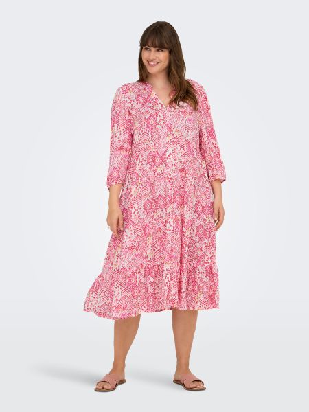 Only Carmakoma CarMilana kjole cloud dancer sikka graphic plus size kjole