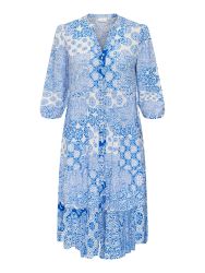 Only Carmakoma CarMilana kjole med blå og hvidt grafisk mønster