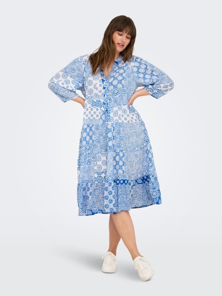 Only Carmakoma CarMilana kjole princess blue mix graphic plus size kjole