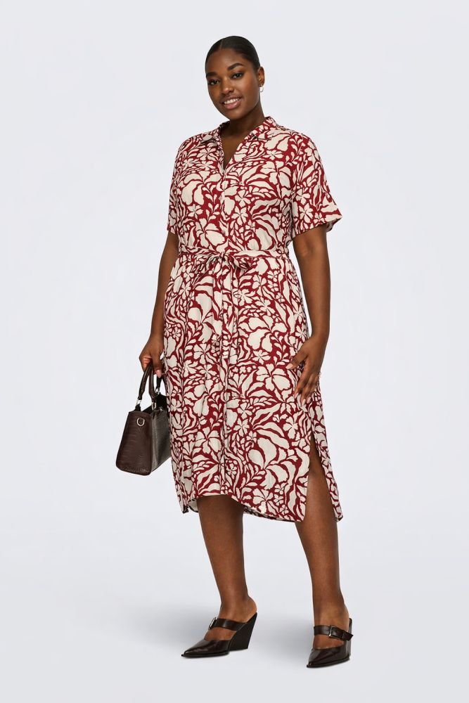 Only Carmakoma CarYasmin kjole merlot narri print plus size kjole