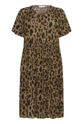 Kaffe Curve kjole i brun leopardprint viskosekvalitet