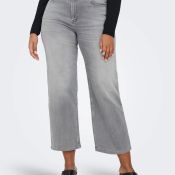Only Carmakoma CarWilly jeans i light grey denim med flared ben