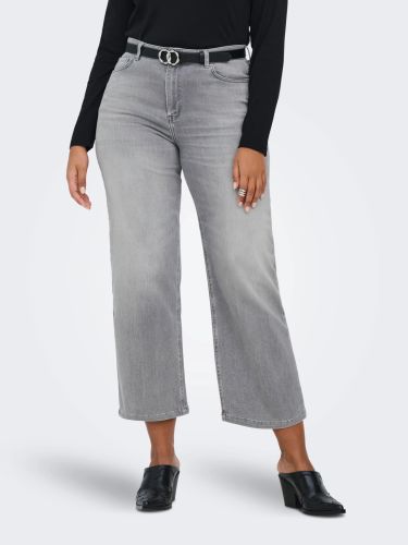 Only Carmakoma CarWilly jeans i light grey denim med flared ben